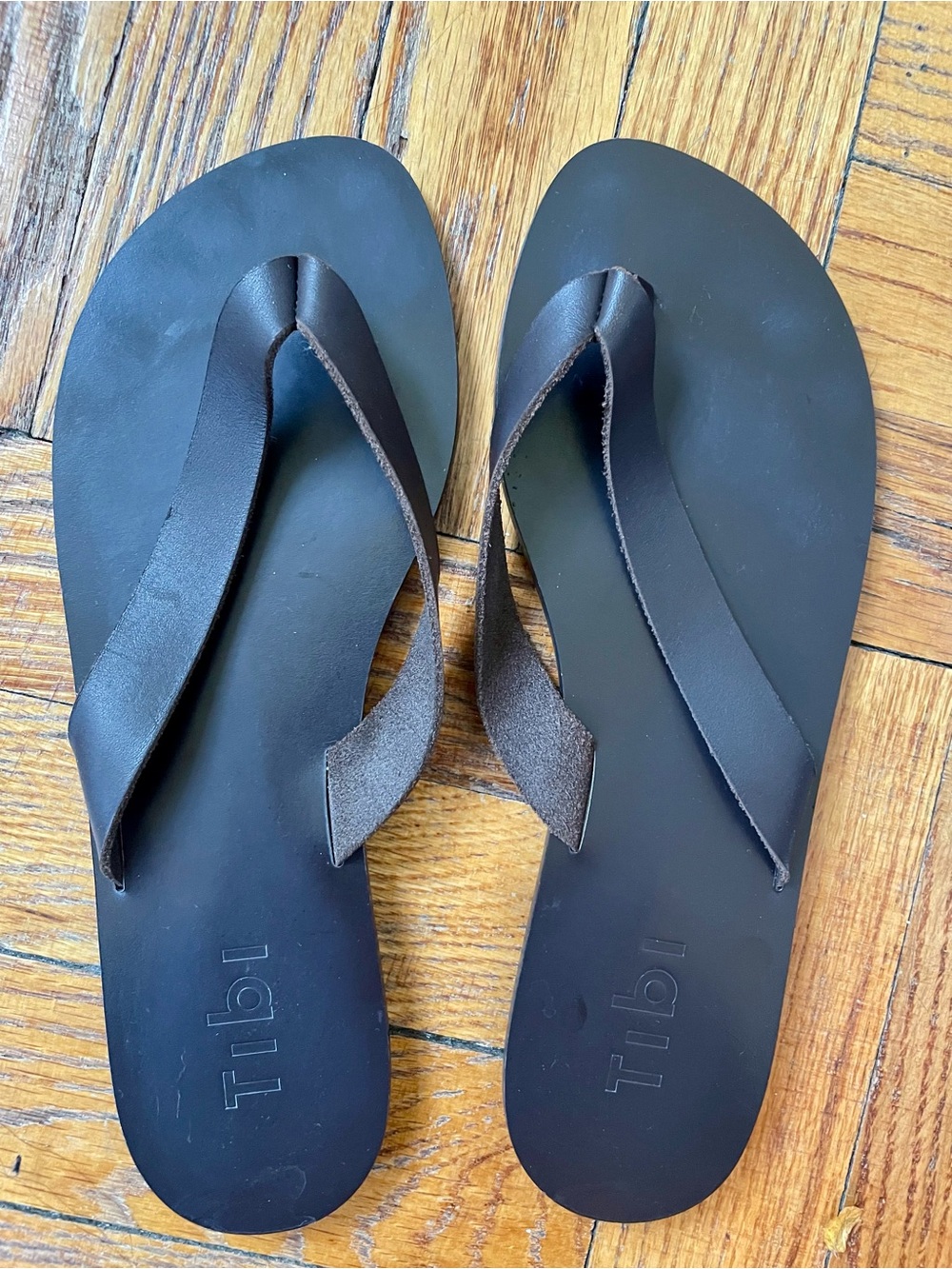 Tibi Brown Leather Flip Flop Sandals Size 37.5